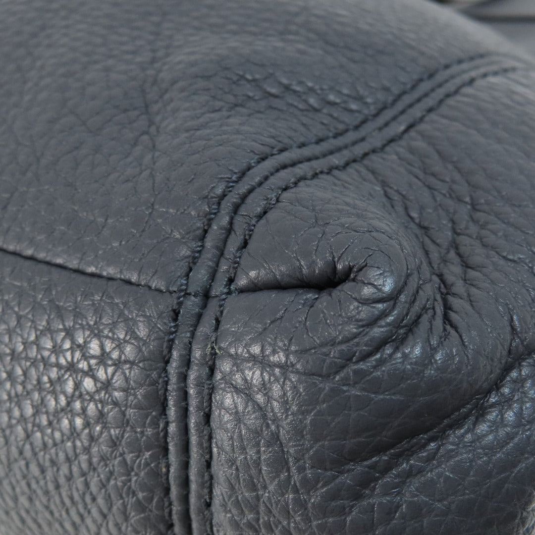 COACH Tote Bag F28997 leather Navy logo Women Used Authentic