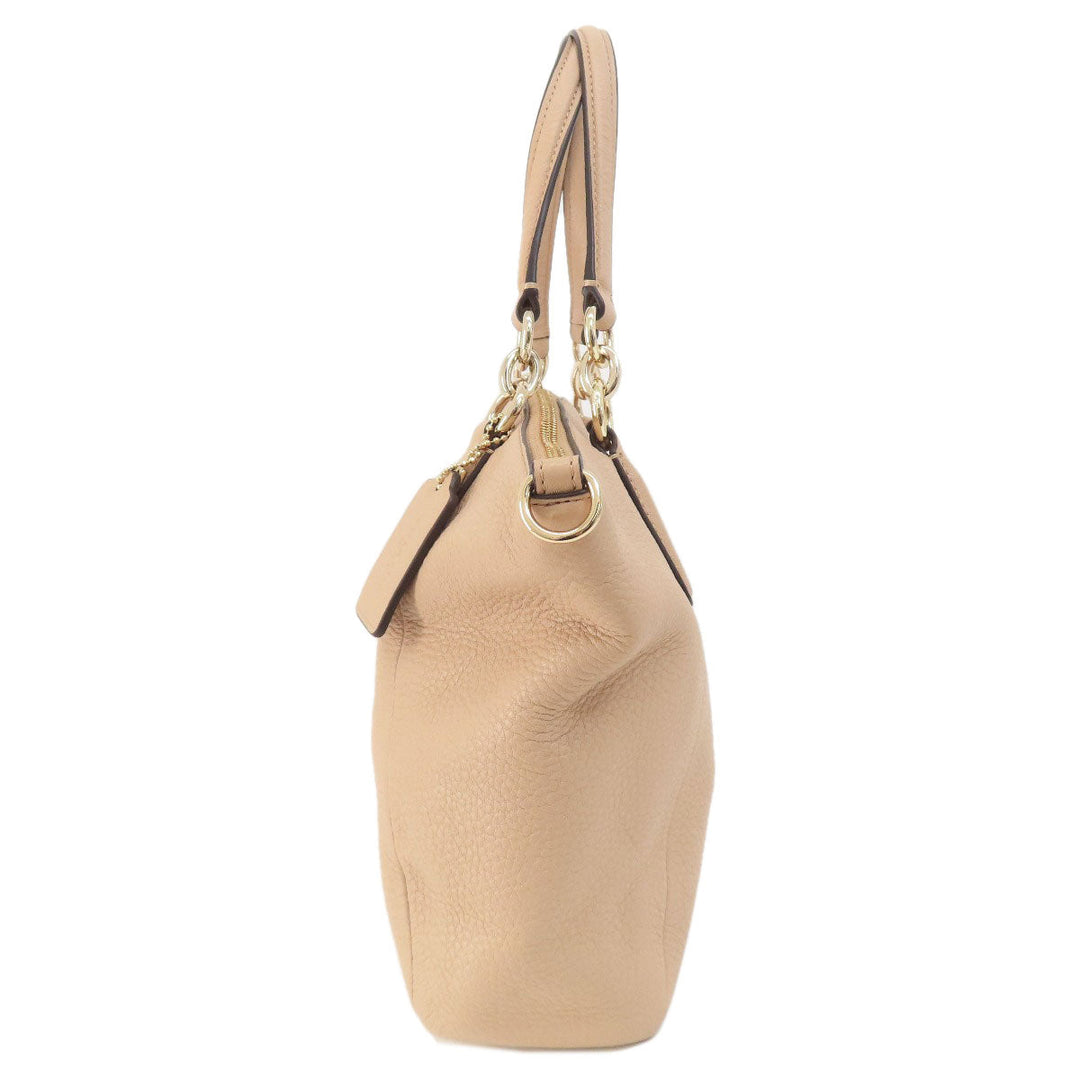 COACH Handbag F36675 leather beige 2WAY Women Used Authentic