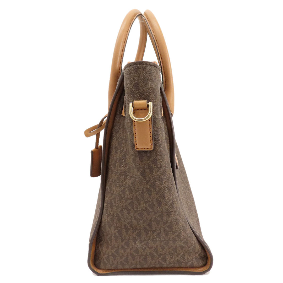 MICHAEL KORS Tote Bag PVC Brown MK Signature 2WAY Women Used Authentic