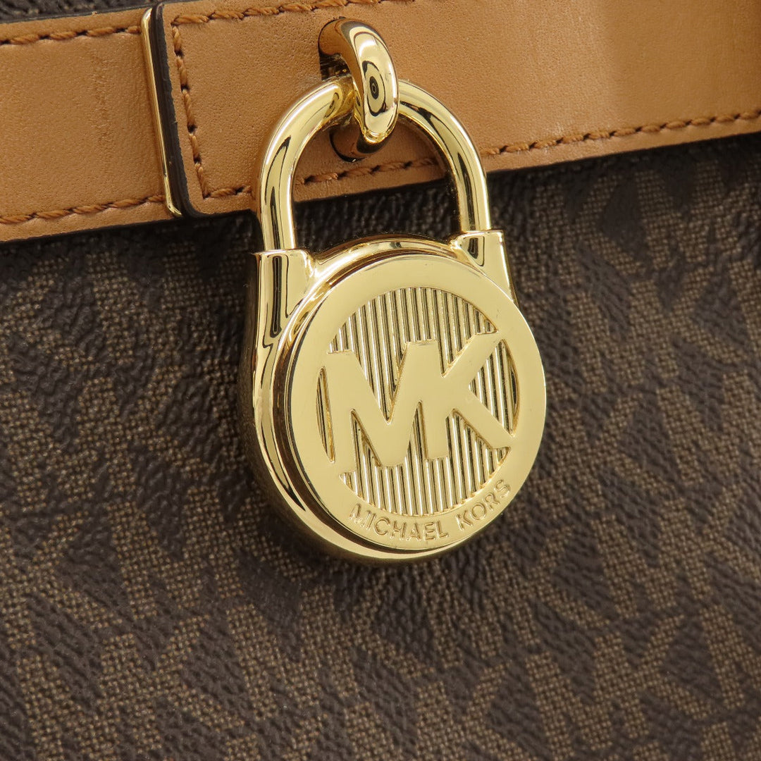 MICHAEL KORS Tote Bag PVC Brown MK Signature 2WAY Women Used Authentic