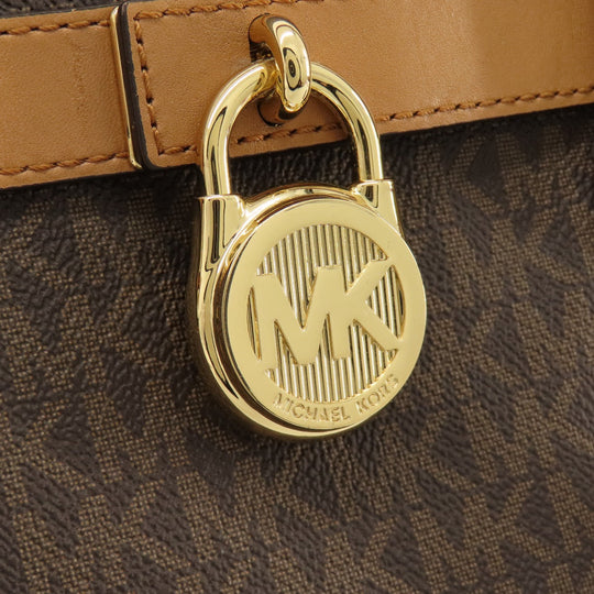 MICHAEL KORS Tote Bag PVC Brown MK Signature 2WAY Women Used Authentic