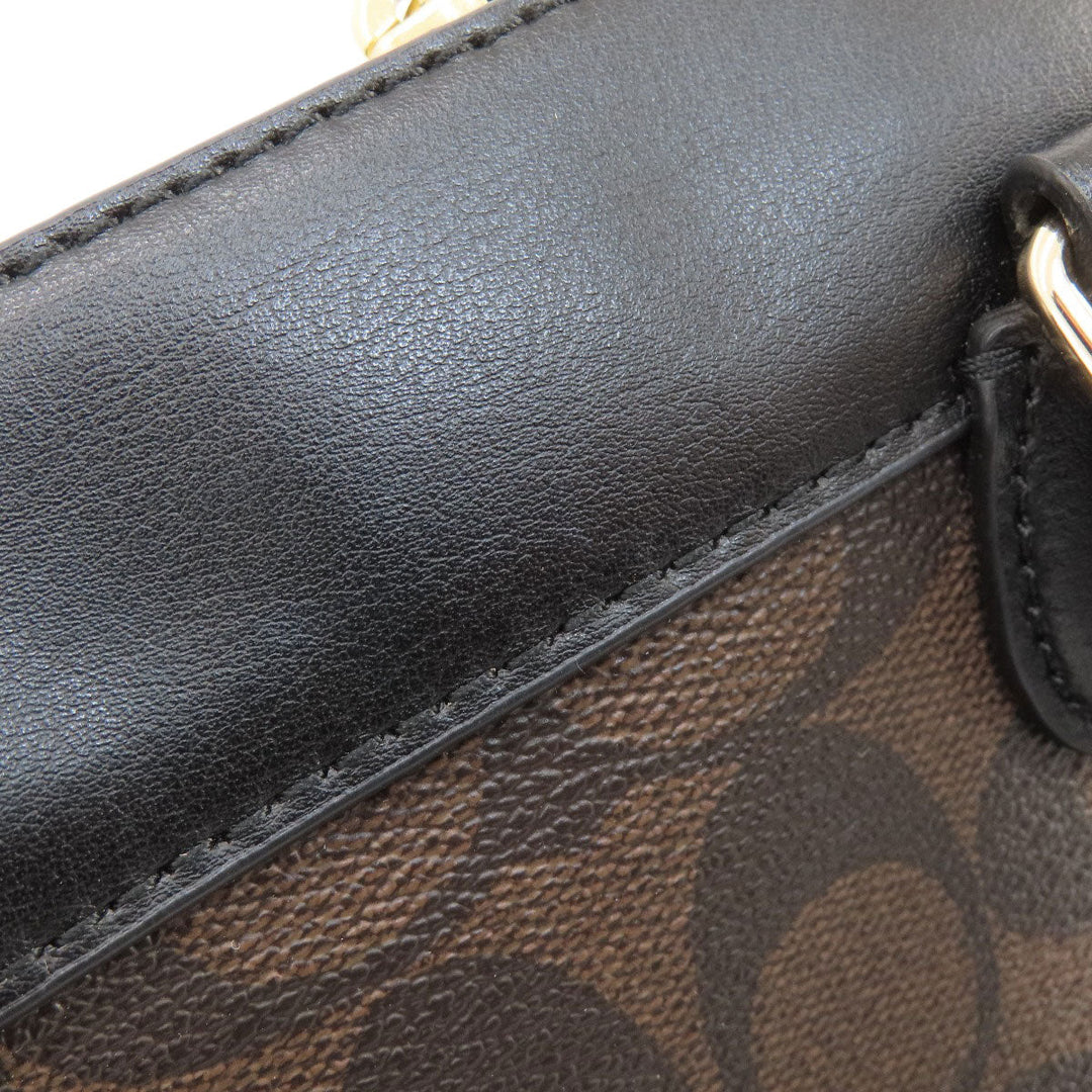 COACH Handbag F58312 PVC Brown Signature 2WAY Women Used Authentic