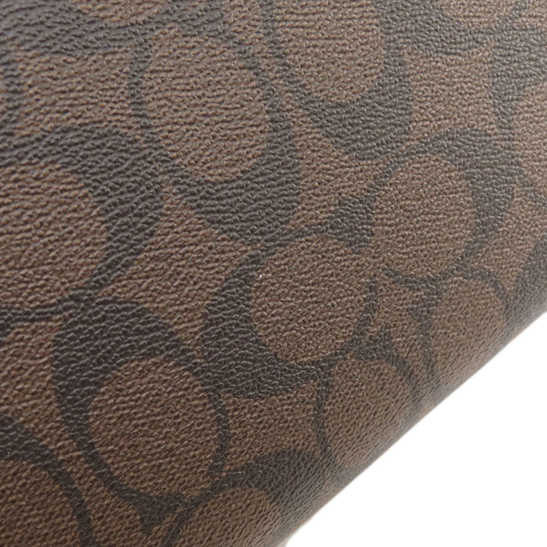 COACH Handbag F58312 PVC Brown Signature 2WAY Women Used Authentic