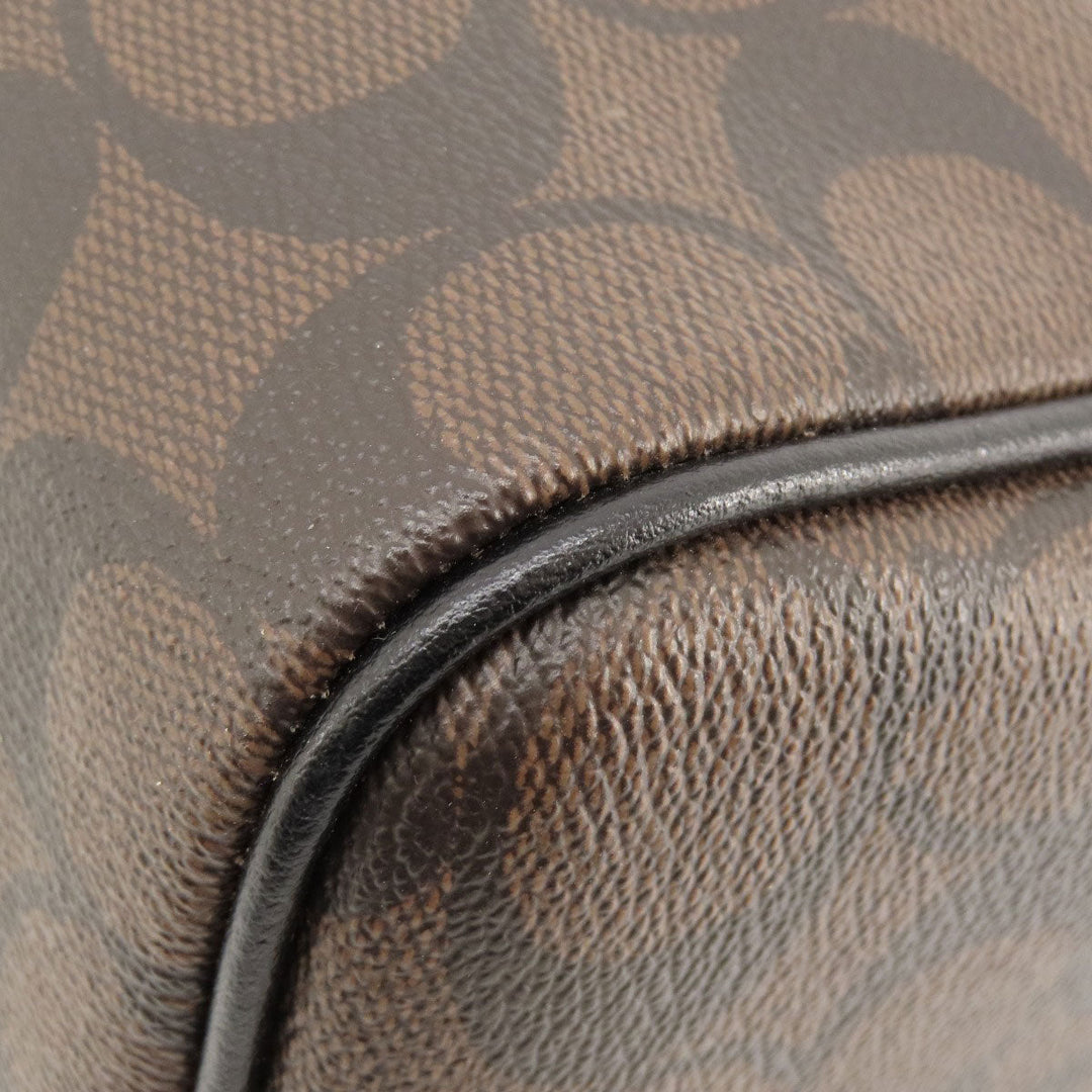 COACH Handbag F58312 PVC Brown Signature 2WAY Women Used Authentic