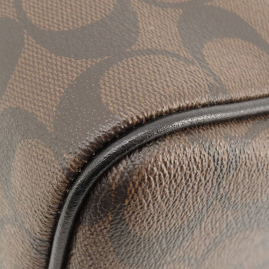 COACH Handbag F58312 PVC Brown Signature 2WAY Women Used Authentic