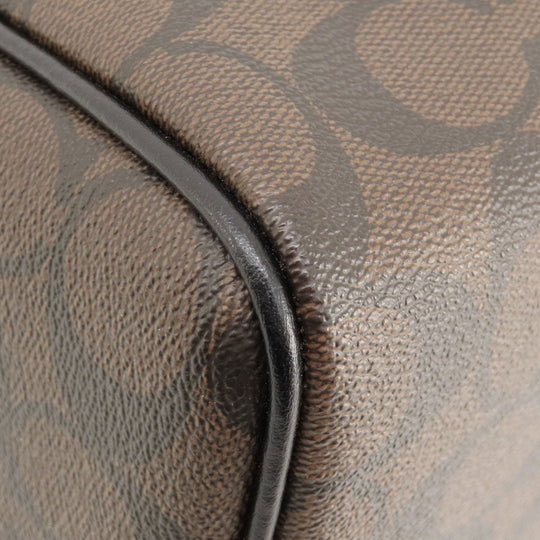 COACH Handbag F58312 PVC Brown Signature 2WAY Women Used Authentic