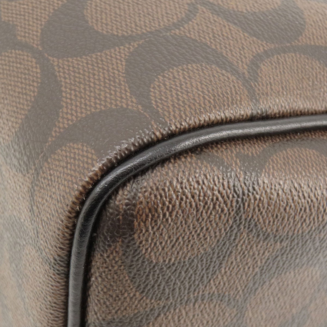 COACH Handbag F58312 PVC Brown Signature 2WAY Women Used Authentic