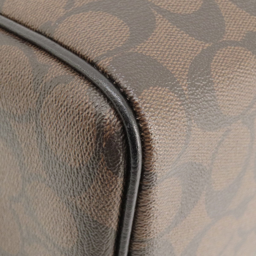 COACH Handbag F58312 PVC Brown Signature 2WAY Women Used Authentic