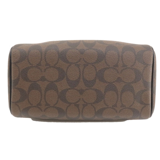 COACH Handbag F58312 PVC Brown Signature 2WAY Women Used Authentic