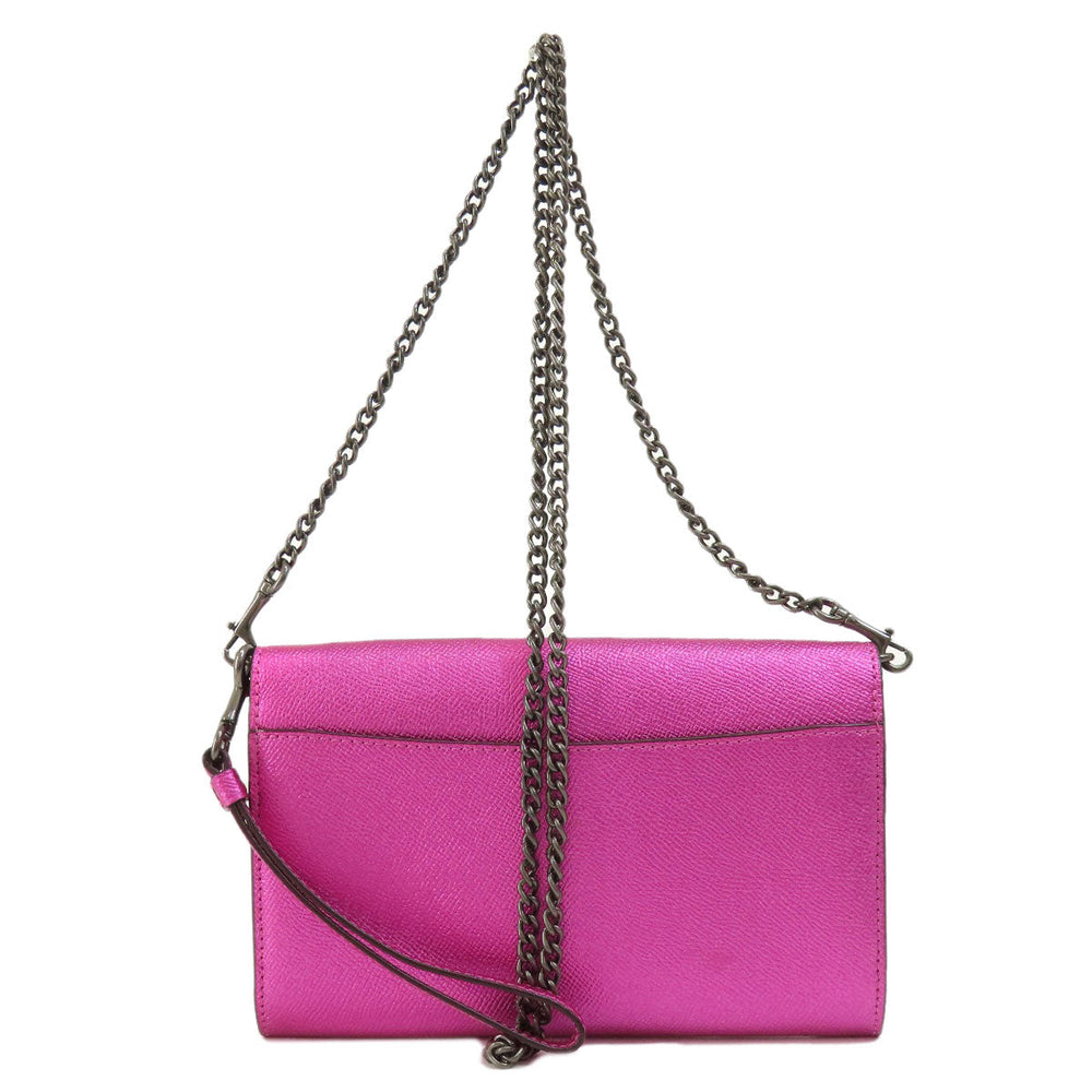 COACH Long Wallet Purse F22828 leather pink Chain wallet
