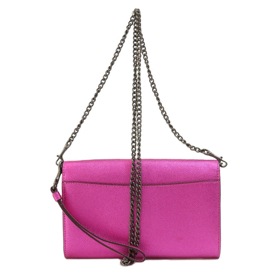COACH Long Wallet Purse F22828 leather pink Chain wallet