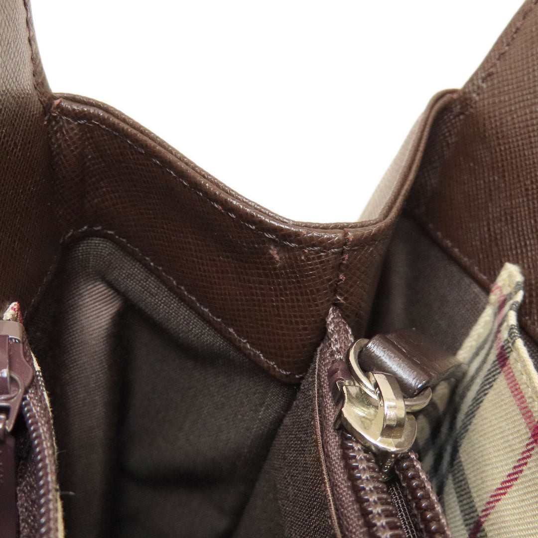 BURBERRY Handbag leather Brown logo Women Used Authentic