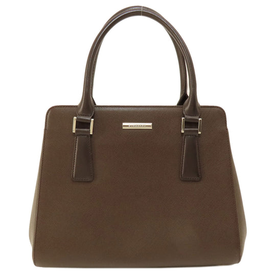 BURBERRY Handbag leather Brown logo Women Used Authentic