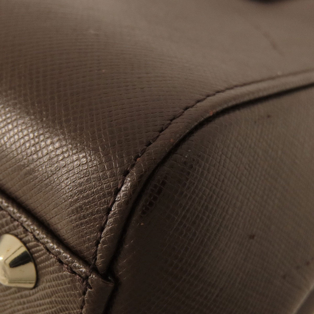 BURBERRY Handbag leather Brown logo Women Used Authentic