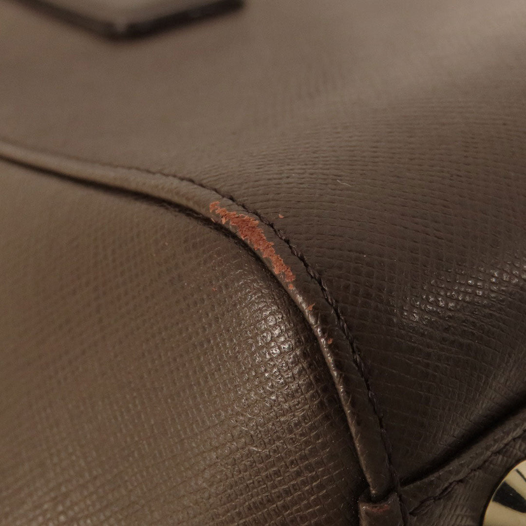 BURBERRY Handbag leather Brown logo Women Used Authentic