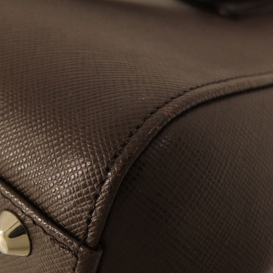 BURBERRY Handbag leather Brown logo Women Used Authentic