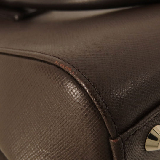 BURBERRY Handbag leather Brown logo Women Used Authentic