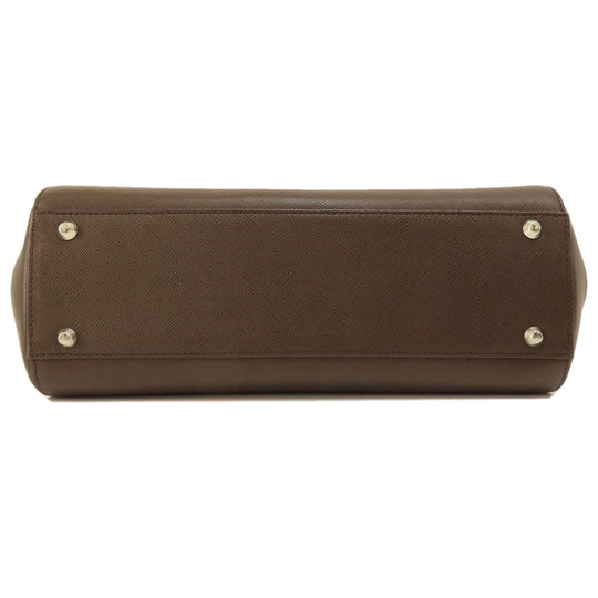 BURBERRY Handbag leather Brown logo Women Used Authentic