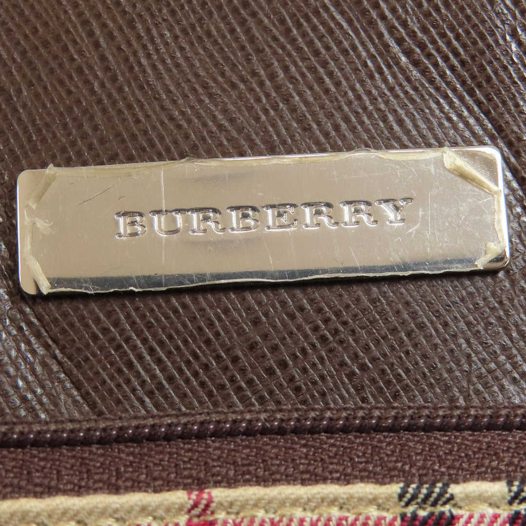 BURBERRY Handbag leather Brown logo Women Used Authentic