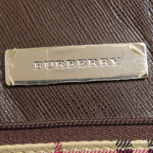 BURBERRY Handbag leather Brown logo Women Used Authentic