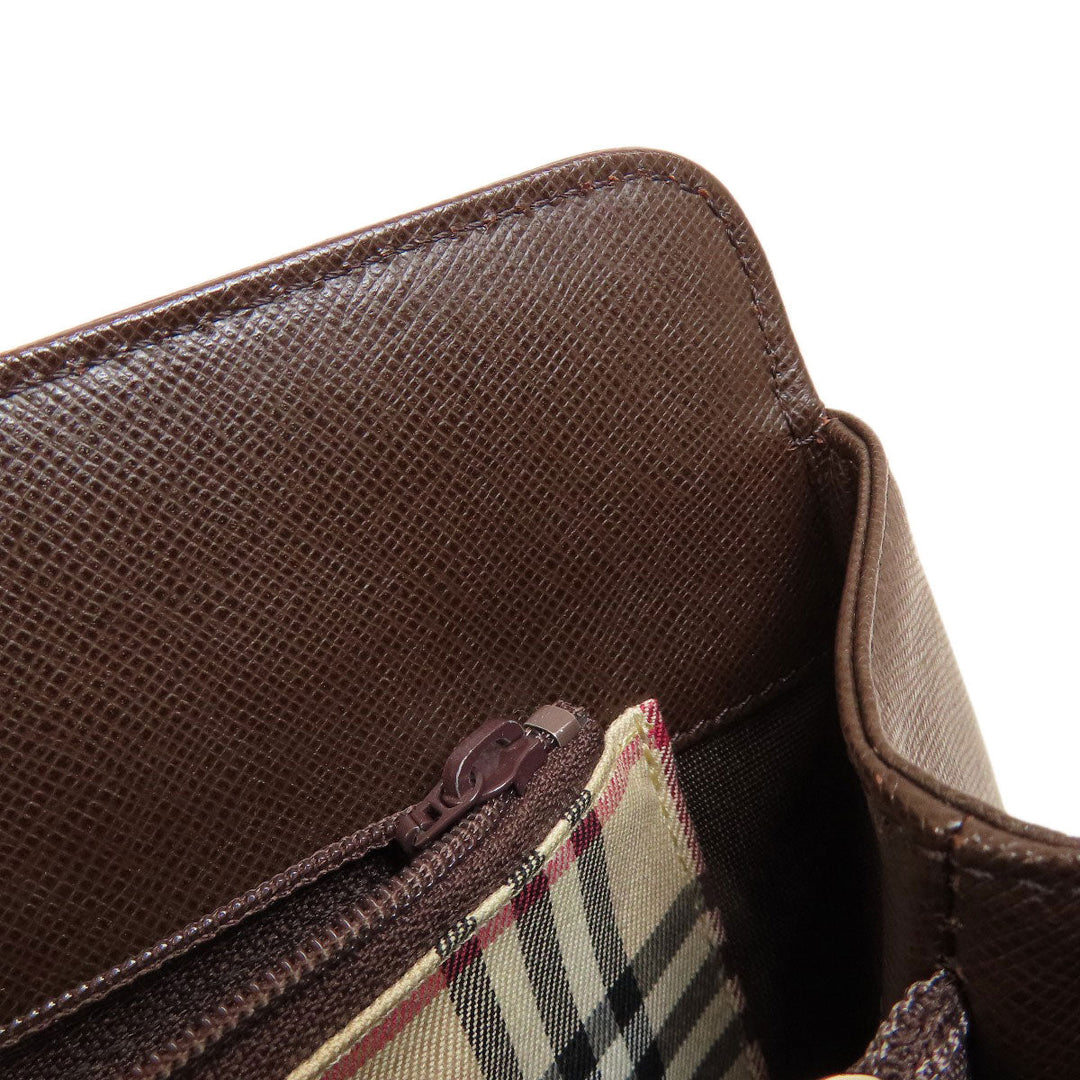 BURBERRY Handbag leather Brown logo Women Used Authentic