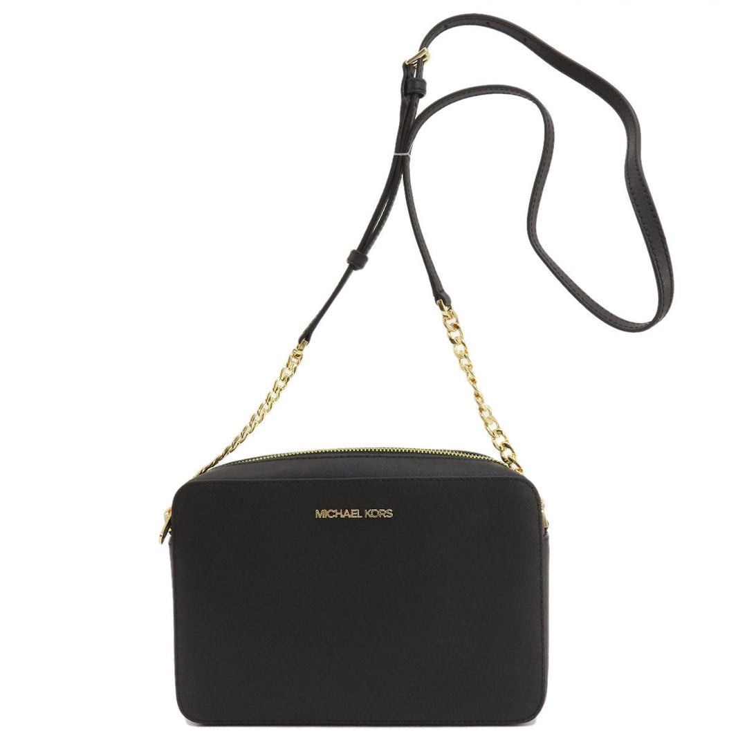 MICHAEL KORS Shoulder Bag leather black logo Women Used Authentic