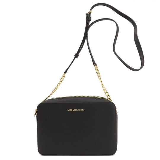 MICHAEL KORS Shoulder Bag leather black logo Women Used Authentic