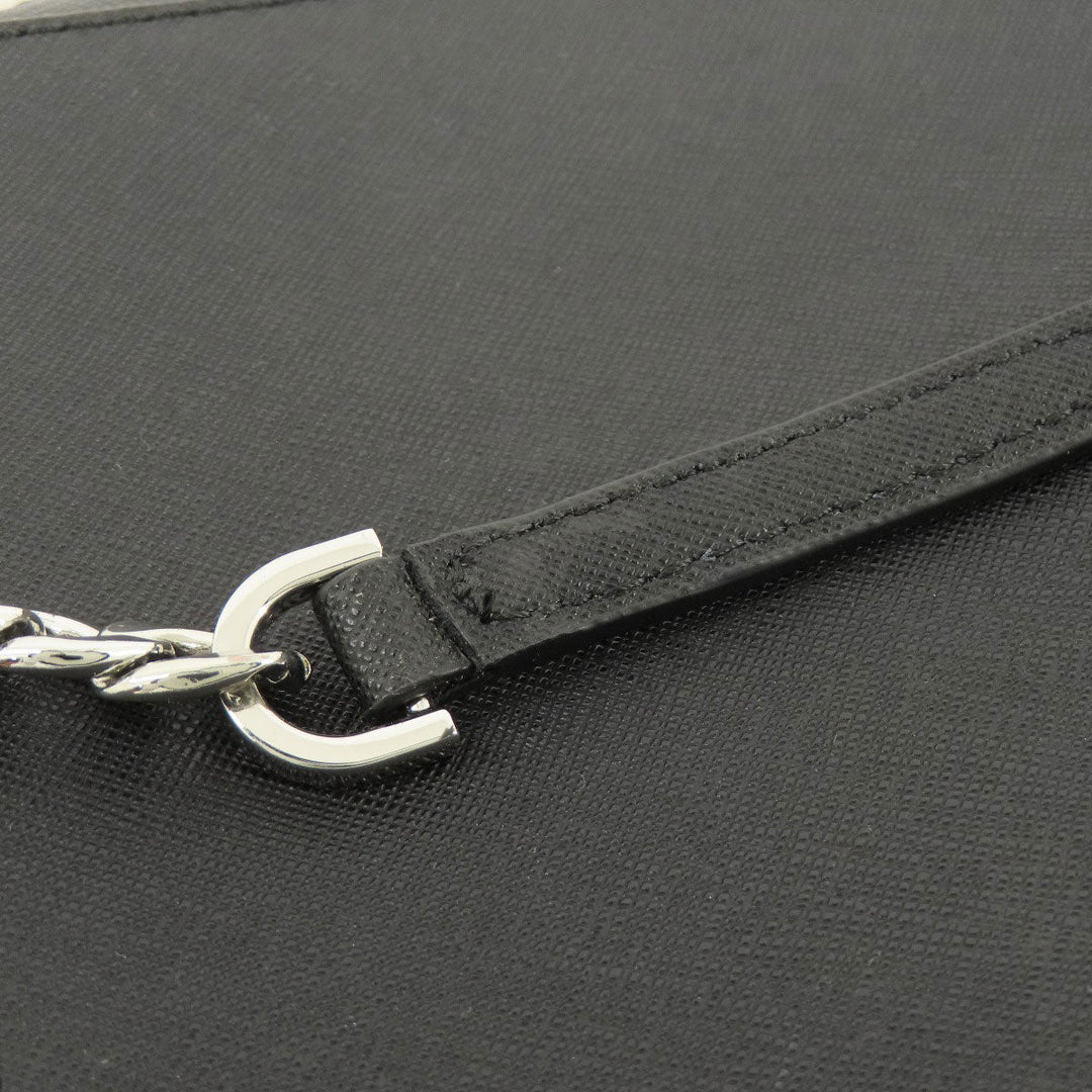MICHAEL KORS Shoulder Bag leather black logo Women Used Authentic