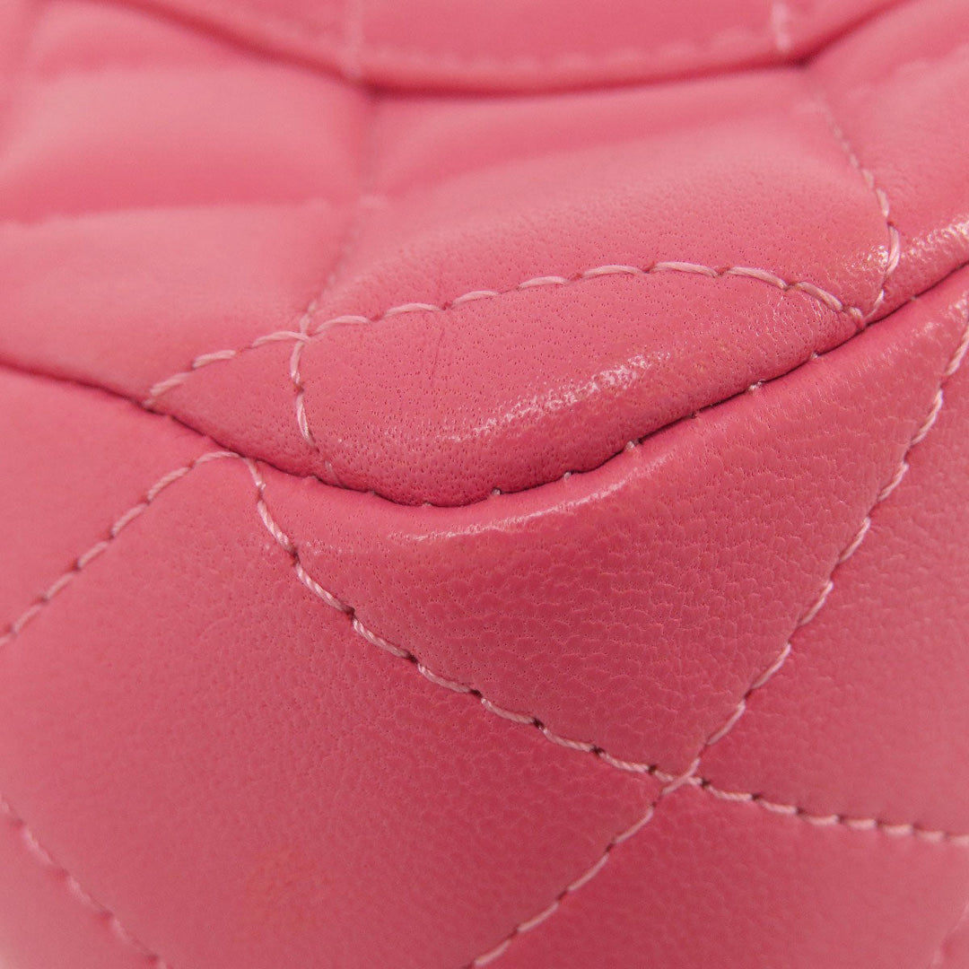 CHANEL Shoulder Bag lambskin pink ChainShoulder Matelasse SilverMetal