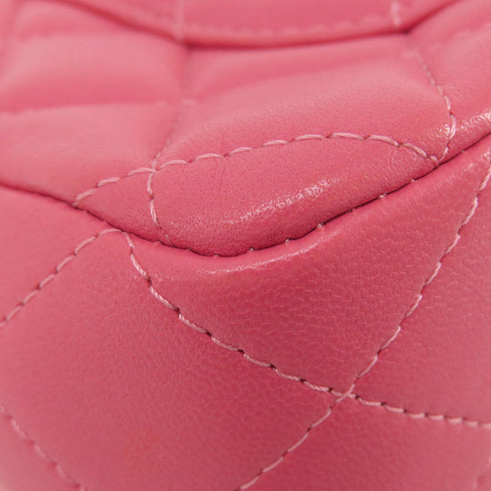 CHANEL Shoulder Bag lambskin pink ChainShoulder Matelasse SilverMetal