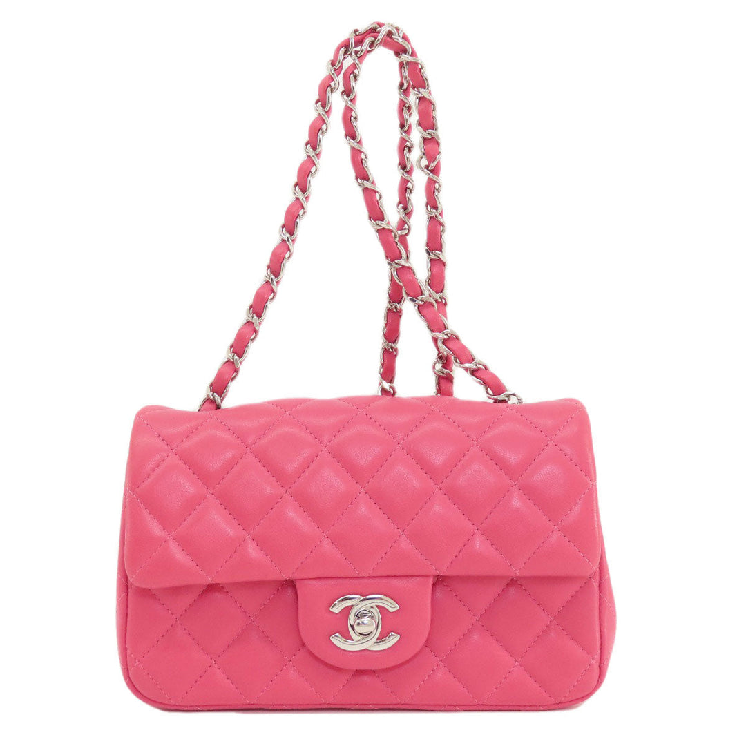 CHANEL Shoulder Bag lambskin pink ChainShoulder Matelasse SilverMetal