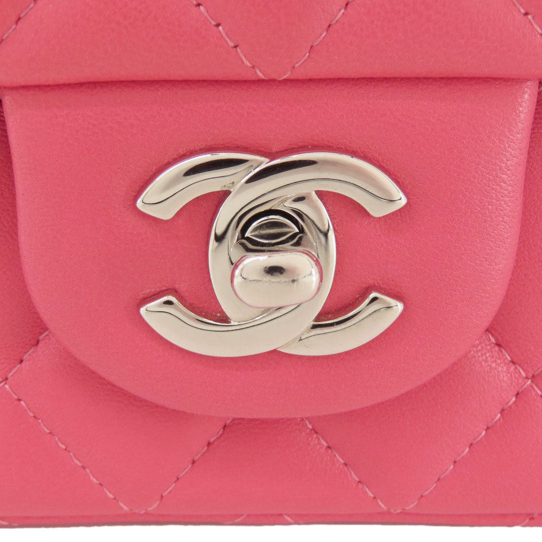 CHANEL Shoulder Bag lambskin pink ChainShoulder Matelasse SilverMetal