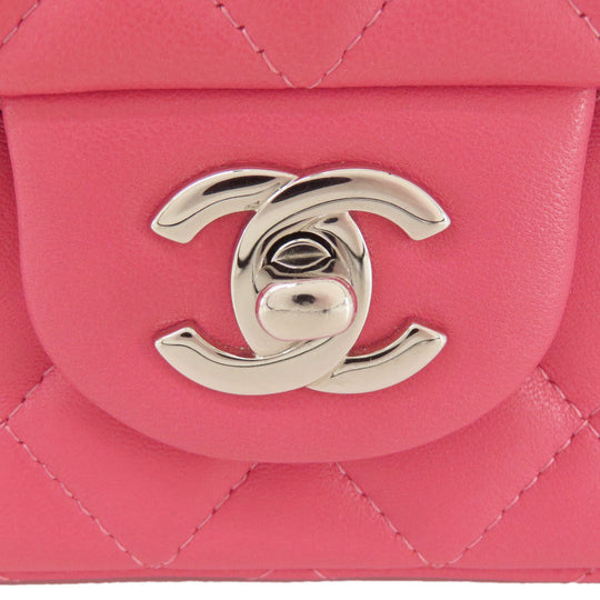 CHANEL Shoulder Bag lambskin pink ChainShoulder Matelasse SilverMetal