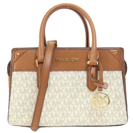 MICHAEL KORS Handbag PVC white MK signature Women Used Authentic