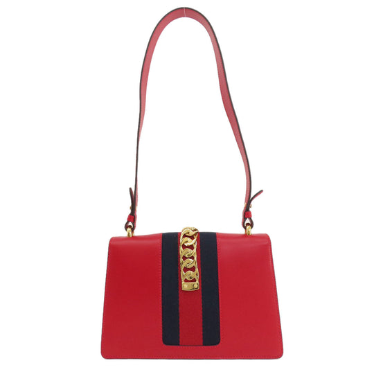 GUCCI Shoulder Bag 421882 leather Red Silvi Women Used Authentic