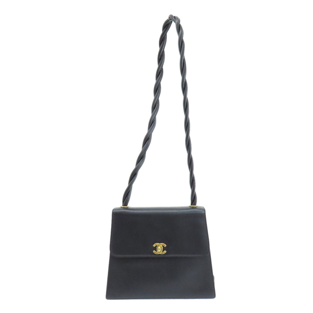CHANEL Shoulder Bag Grained Calfskin Skin black COCO Mark Gold Metal