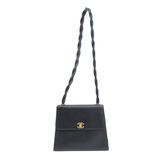 CHANEL Shoulder Bag Grained Calfskin Skin black COCO Mark Gold Metal