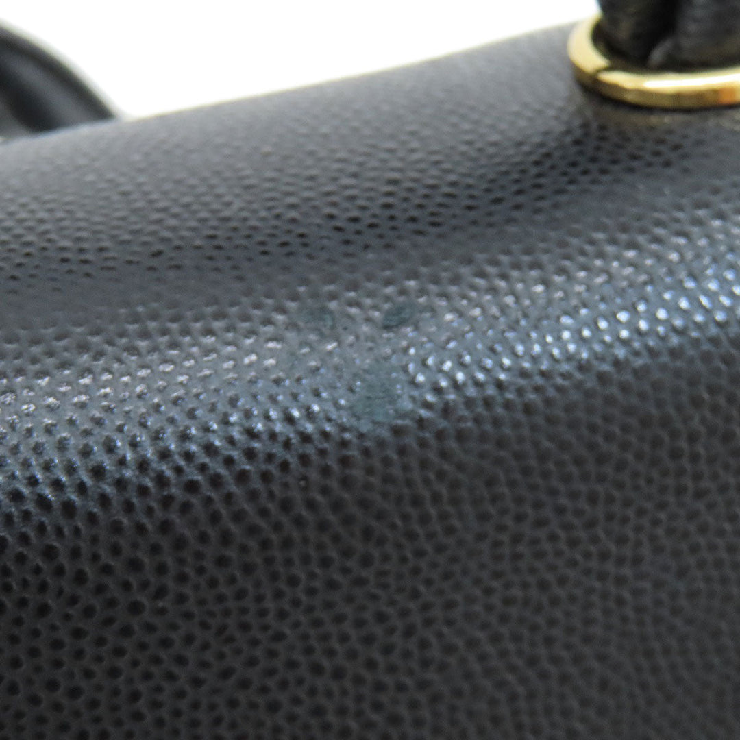 CHANEL Shoulder Bag Grained Calfskin Skin black COCO Mark Gold Metal