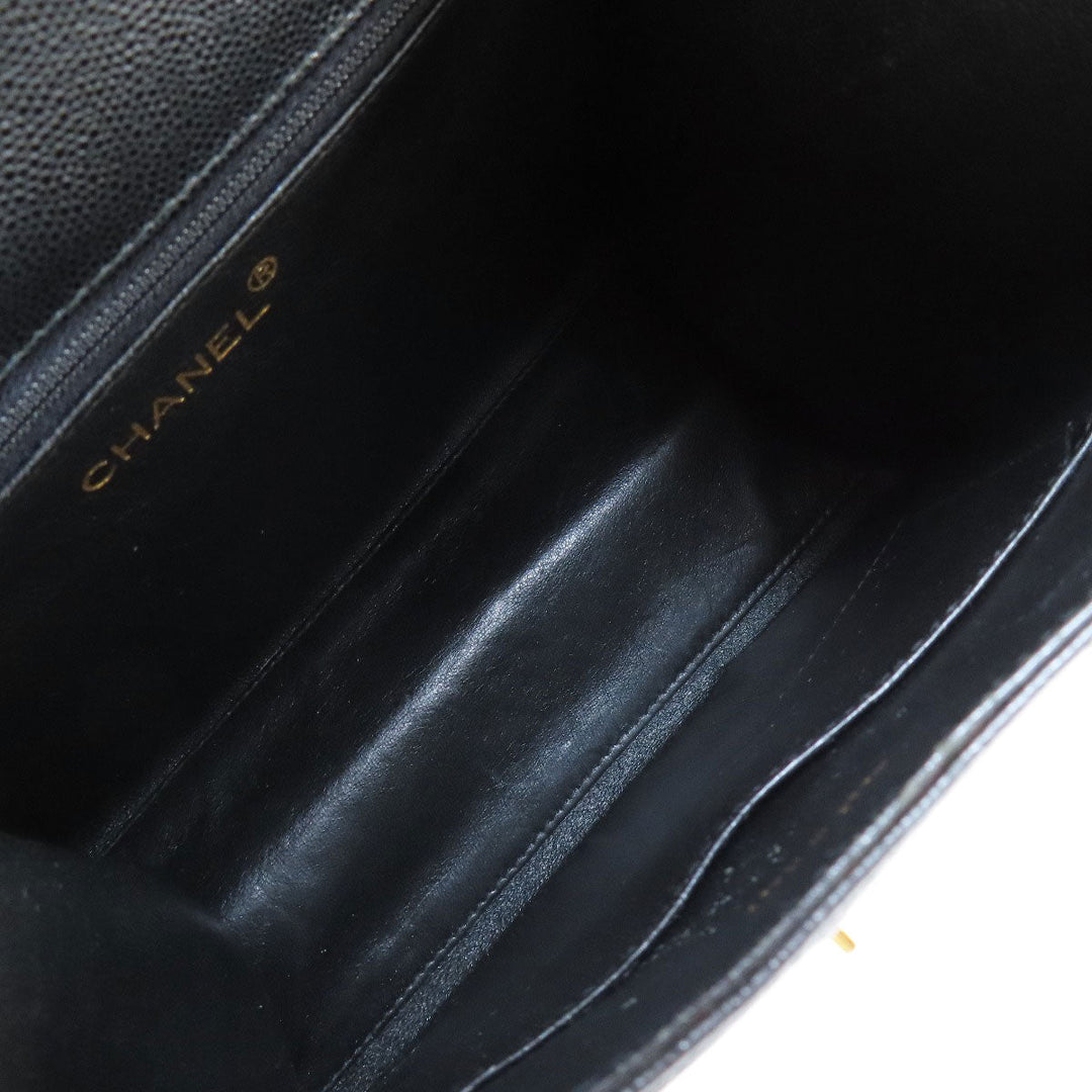 CHANEL Shoulder Bag Grained Calfskin Skin black COCO Mark Gold Metal