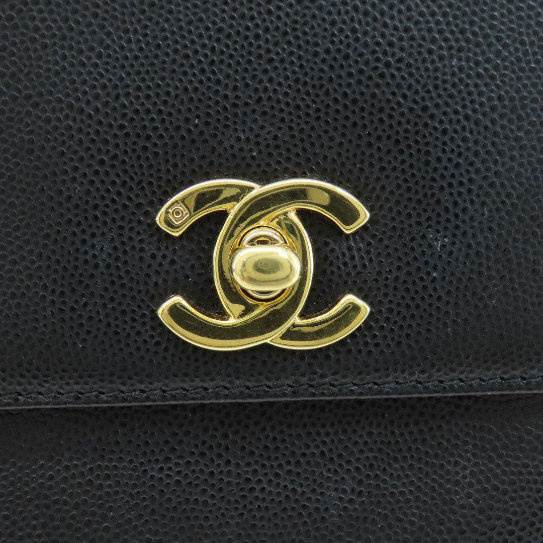 CHANEL Shoulder Bag Grained Calfskin Skin black COCO Mark Gold Metal