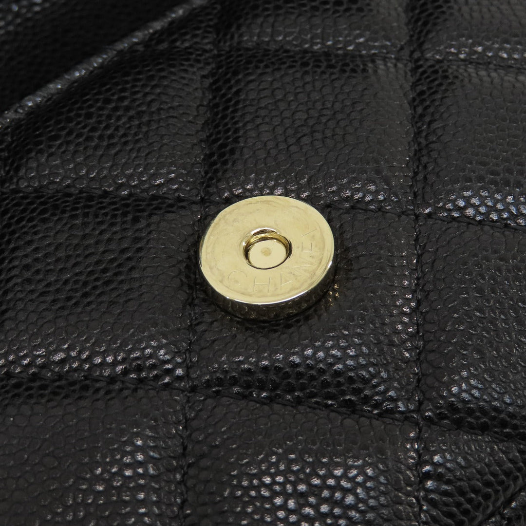 CHANEL Shoulder Bag Grained Calfskin Skin black ChainShoulder Matelasse Gold Metal