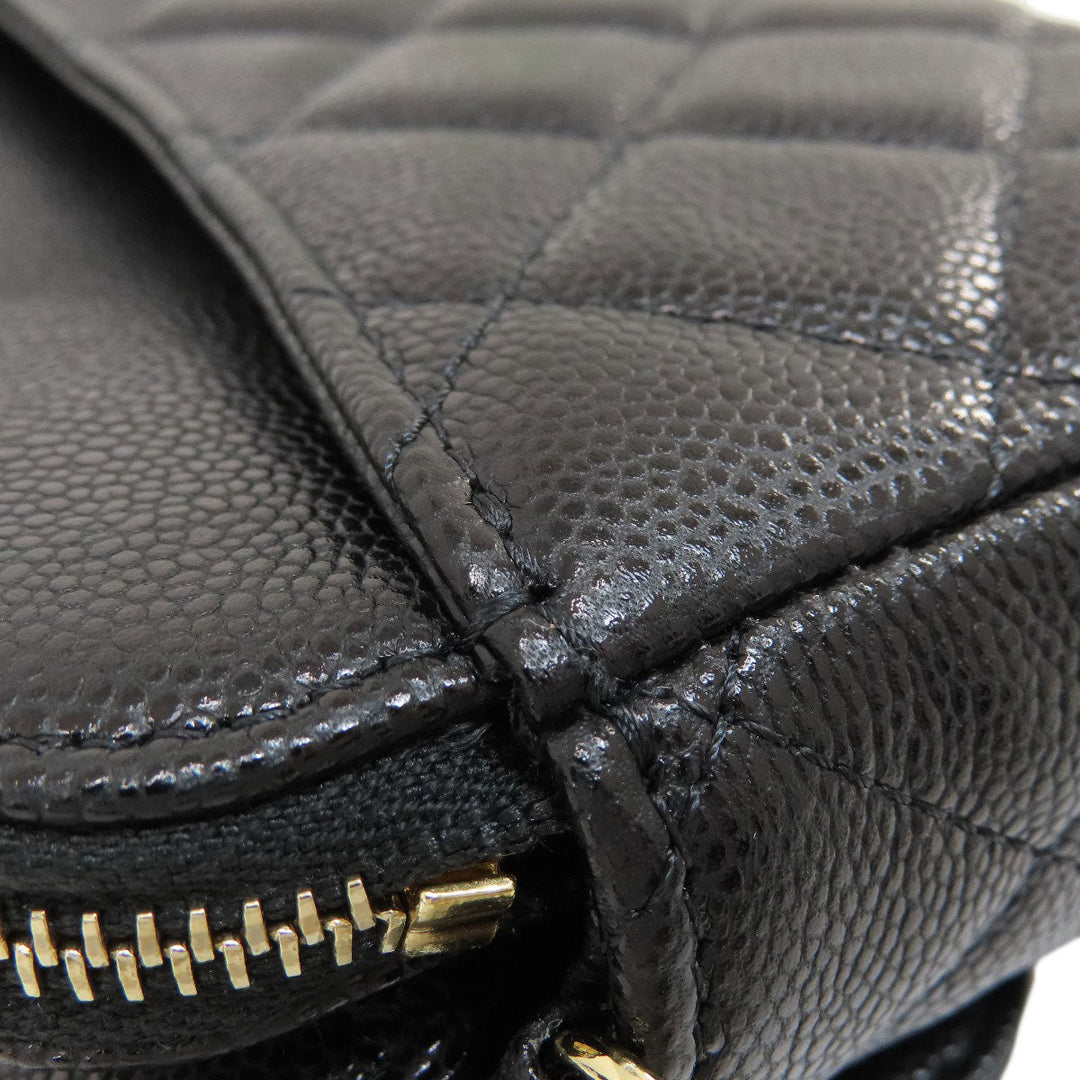 CHANEL Shoulder Bag Grained Calfskin Skin black ChainShoulder Matelasse Gold Metal
