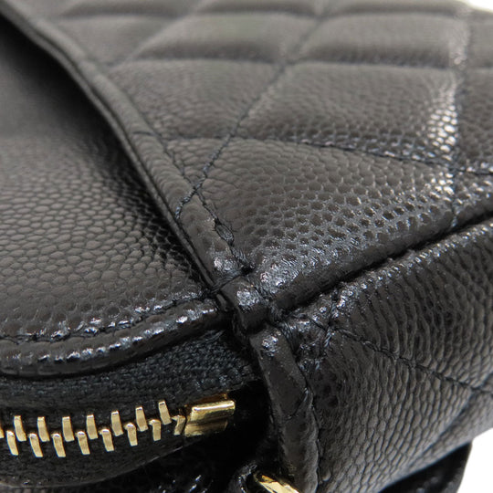 CHANEL Shoulder Bag Grained Calfskin Skin black ChainShoulder Matelasse Gold Metal