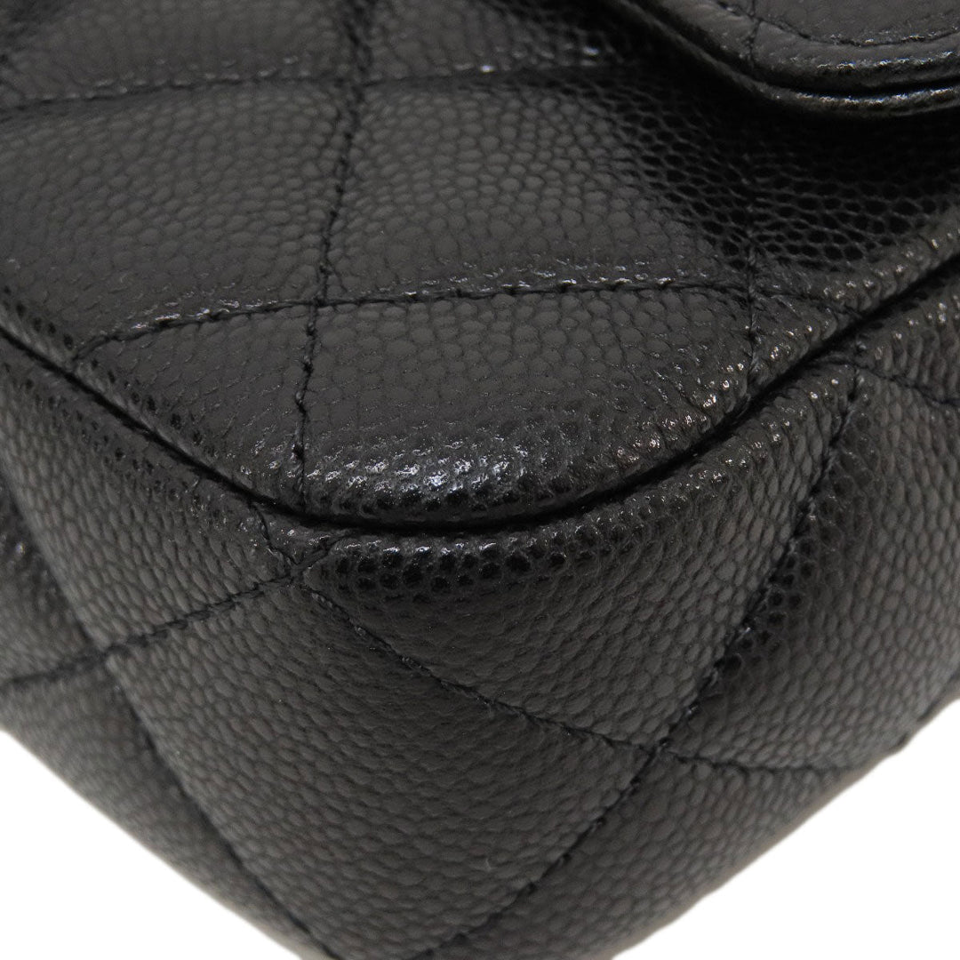 CHANEL Shoulder Bag Grained Calfskin Skin black ChainShoulder Matelasse Gold Metal