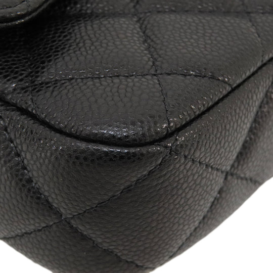 CHANEL Shoulder Bag Grained Calfskin Skin black ChainShoulder Matelasse Gold Metal