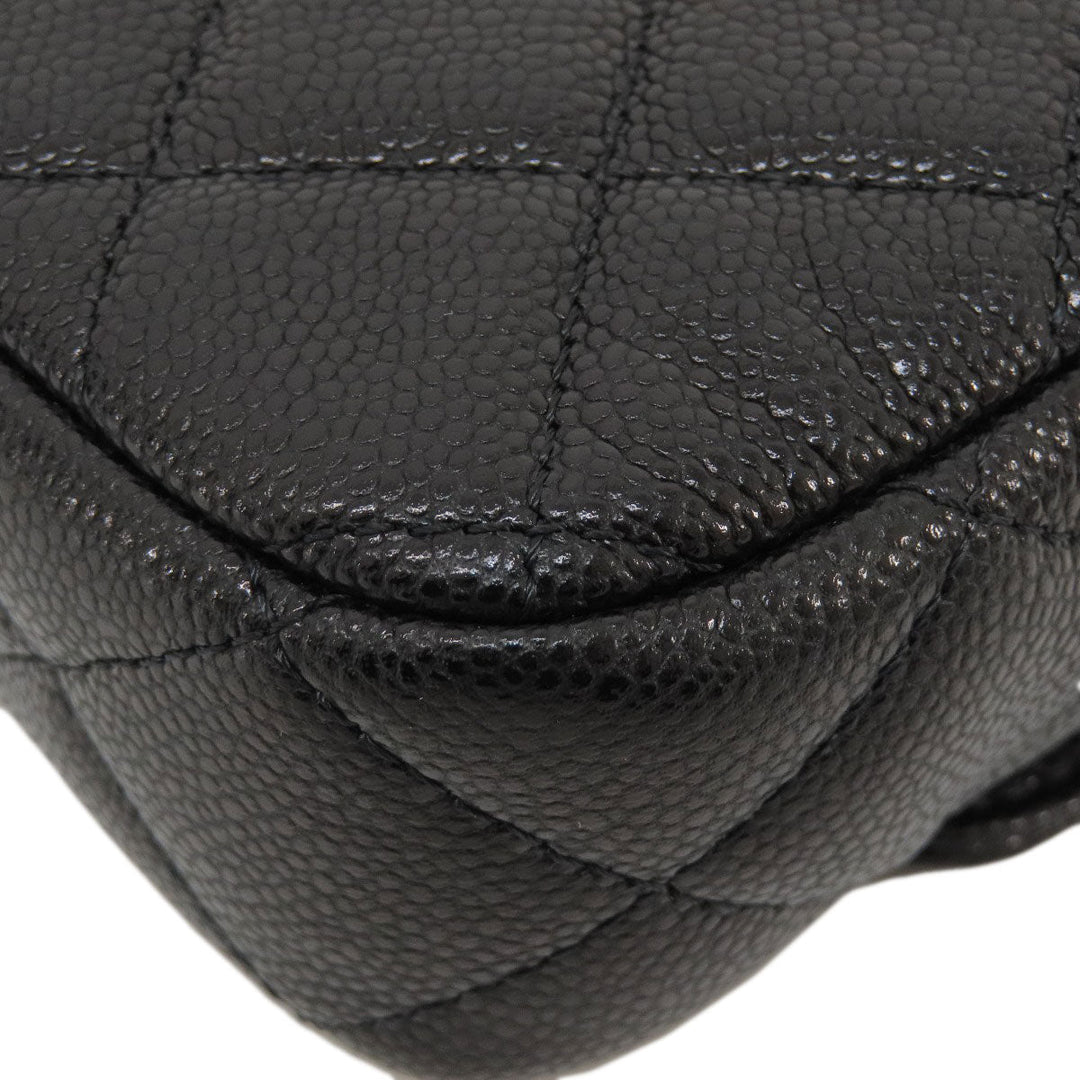 CHANEL Shoulder Bag Grained Calfskin Skin black ChainShoulder Matelasse Gold Metal