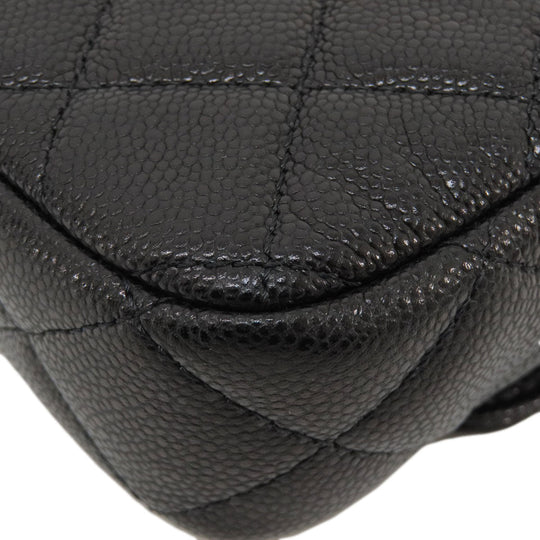 CHANEL Shoulder Bag Grained Calfskin Skin black ChainShoulder Matelasse Gold Metal