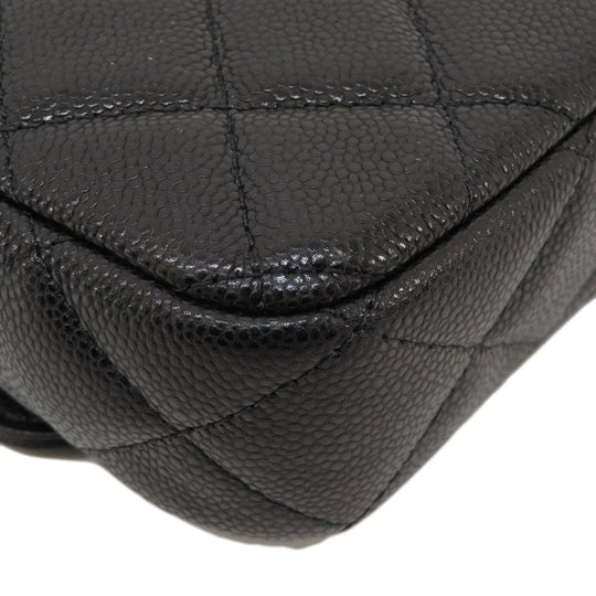 CHANEL Shoulder Bag Grained Calfskin Skin black ChainShoulder Matelasse Gold Metal