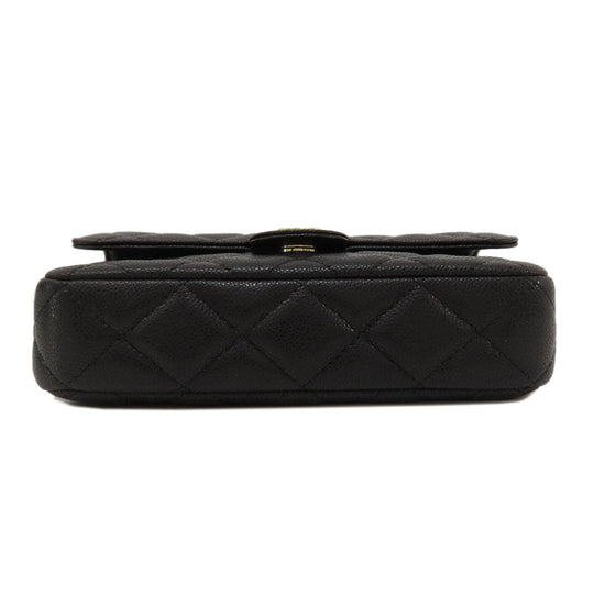 CHANEL Shoulder Bag Grained Calfskin Skin black ChainShoulder Matelasse Gold Metal