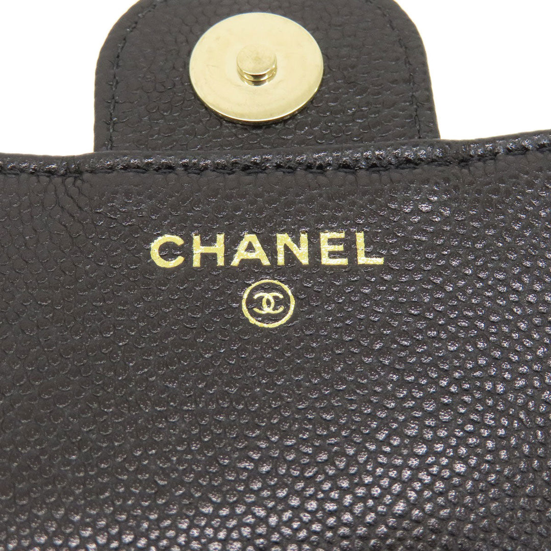 CHANEL Shoulder Bag Grained Calfskin Skin black ChainShoulder Matelasse Gold Metal